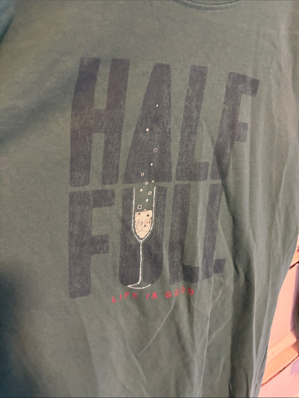 Life Is Good Women's Long Sleeve Tee in Teal with 'Half Full' Graphic - Picture 3 of 5